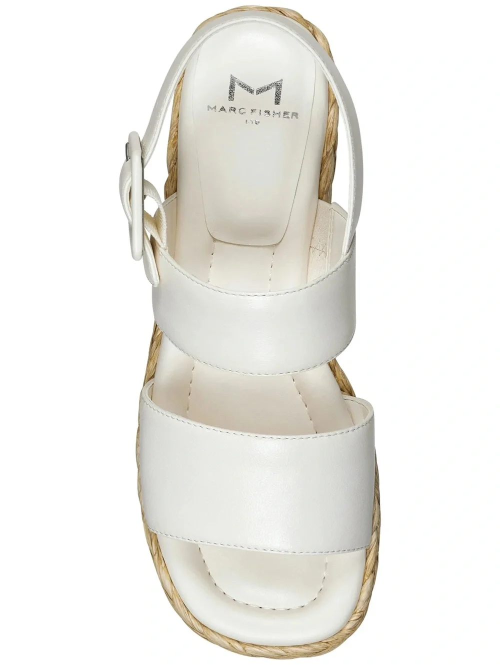 Marc Fisher White Platform Espadrille Wedge Sandal